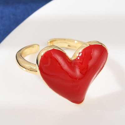 Brass Enamel Adjustable Cuff Rings for Women RJEW-C139-09G-1