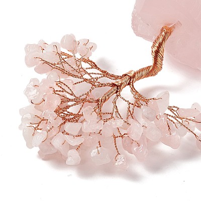 Natural Rose Quartz Tree Display Decoration DJEW-G027-08RG-03-1