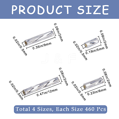 1840Pcs 4 Style Glass Twisted Bugle Beads SEED-CN0001-43B-1