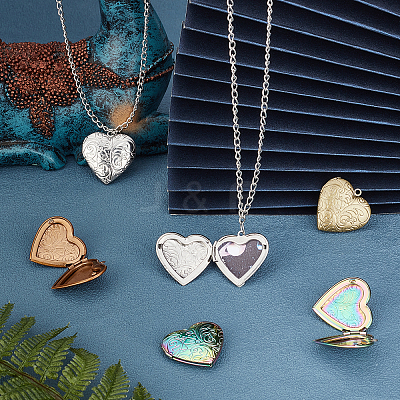 8Pcs 4 Style 304 Stainless Steel & 316 Stainless Steel Locket Pendants STAS-UN0027-58-1