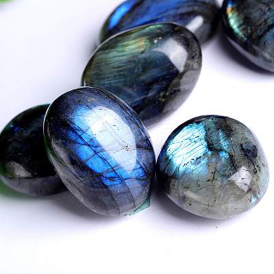 Natural Labradorite Pocket Palm Stone G-PW0003-03B-1