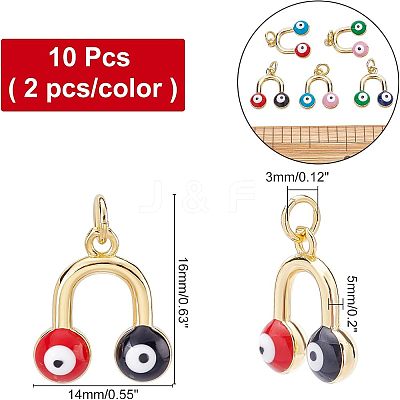 10Pcs 5 Colors Brass Enamel Pendants KK-NB0001-49G-1