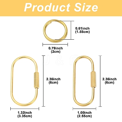 6Pcs 2 Styles Brass Locking Carabiner KK-YW0004-75-1