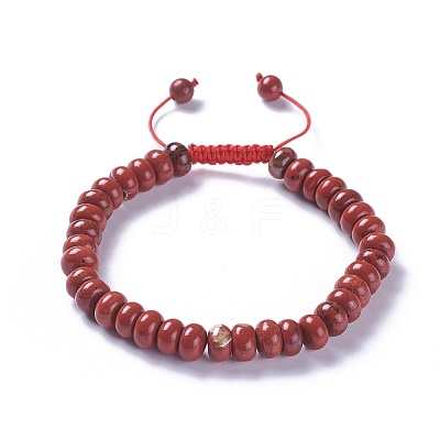 Adjustable Natural Red Jasper Braided Bead Bracelets BJEW-F369-A07-1