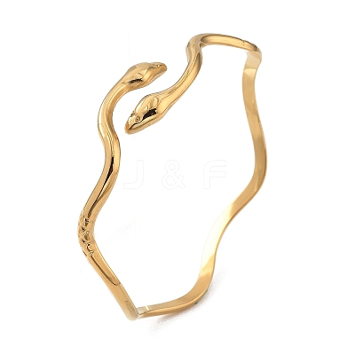 Ion Plating(IP) 304 Stainless Steel Cuff Bangles for Women BJEW-Z078-09G-1