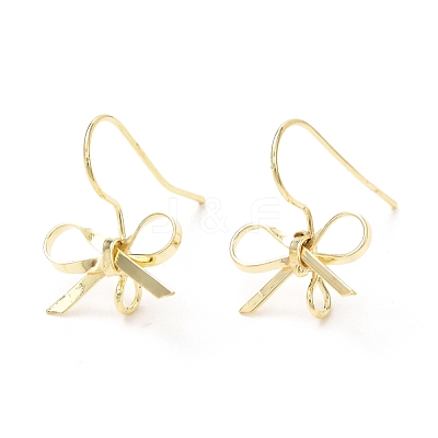 Bowknot Shape Brass Earring Hooks KK-K256-01G-1