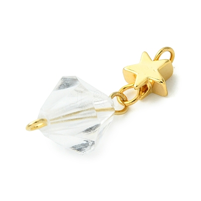 5Pcs Glass & Acrylic & Brass Pendants PALLOY-JF03069-1