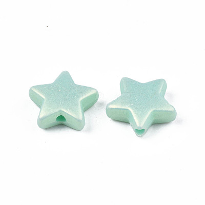 Spray Painted Frosted Opaque Acrylic Beads ACRP-S679-43B-1