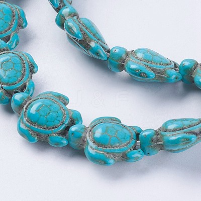 Synthetic Turquoise Beads Strands G-E456-35A-15x18mm-1