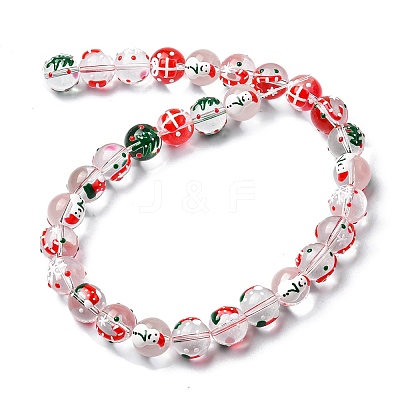 Christmas Theme Transparent Glass Beads Strands LAMP-A154-02A-1
