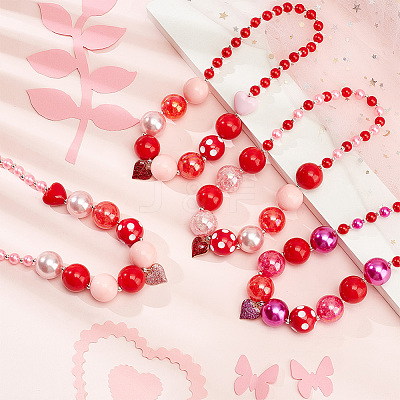 4Pcs 4 Color Alloy Enamel Pendant Necklaces Set NJEW-AB00006-1