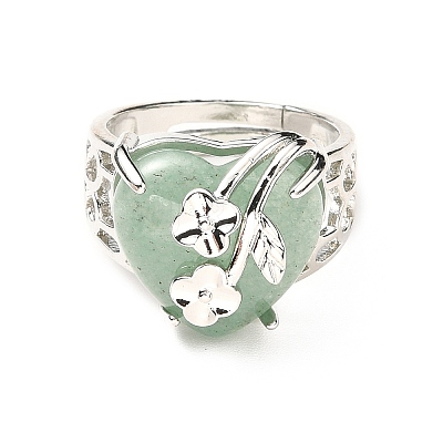 Natural Green Aventurine Adjustable Rings RJEW-P043-03P-15-1