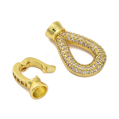 Brass Micro Pave Clear Cubic Zirconia Fold Over Clasps KK-A230-09G-1