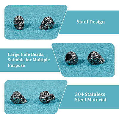 12Pcs 304 Stainless Steel European Beads STAS-HS0001-05-1