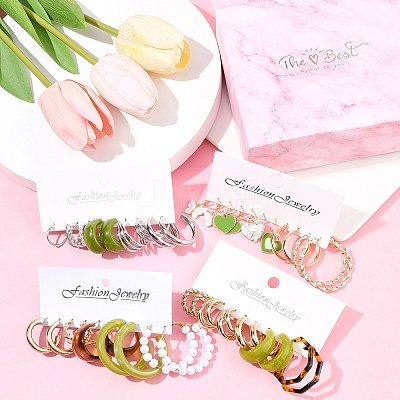 5 Sets 5 Colors Alloy Hoop Earring Sets EJEW-FS0001-23A-1
