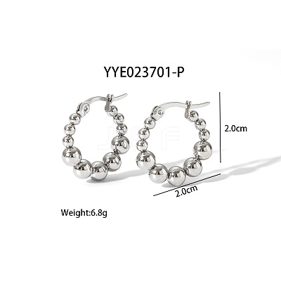 304 Stainless Steel Round Beaded Hoop Earrings for Women SN2323-2-1