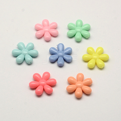 Opaque Acrylic Flower Beads X-SACR-Q100-M052-1