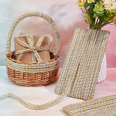 Metallic Polyester Braided Lace Trim Ribbons OCOR-WH0060-76A-1