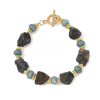 Raw Rough Natural Iolite & Dyed White Jade Beaded Bracelets for Women BJEW-JB14443-1