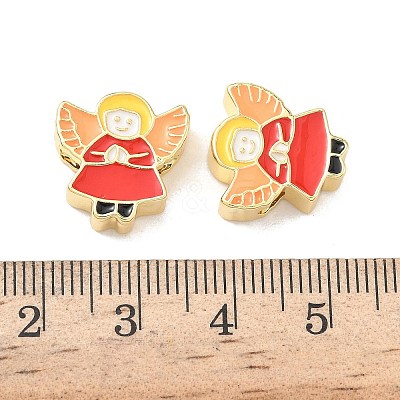 Christmas Brass Enamel Beads KK-I474-G12-1