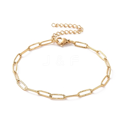 PVD Vacuum Plating 304 Stainless Steel Paperclip Chain Bracelet for Men Women BJEW-E031-10G-1