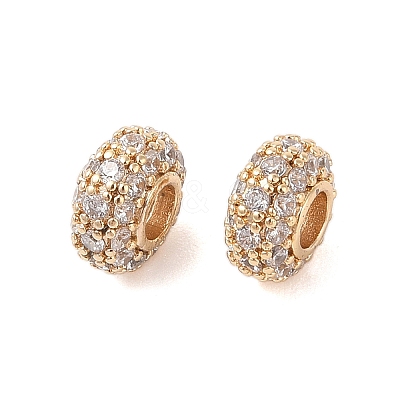 Brass Micro Pave Clear Cubic Zirconia Beads KK-B100-008G-1