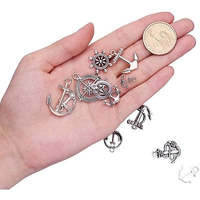 Tibetan Silver Anchor & Helm Pendants TIBEP-PH0004-15AS-WH-1