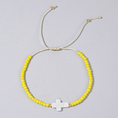 Glass Seed Beads & Brass Braided Beaded Bracelets TV0952-7-1