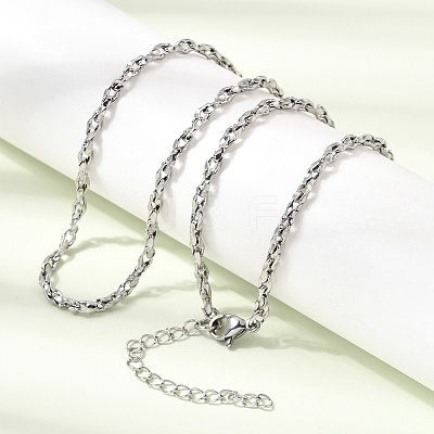 3MM 304 Stainless Steel Twisted Oval Link Chain Necklaces for Man and Women SA-CBAB767-18A-P-1