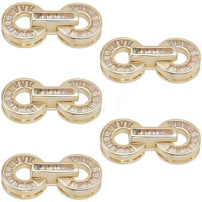 6 Sets Brass Pave Clear Cubic Zirconia Fold Over Clasps KK-BBC0021-36-1