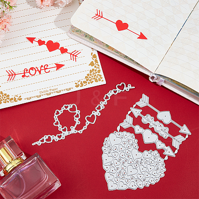 Valentine's Day Theme Heart Carbon Steel Cutting Dies Stencils Set DIY-CP0009-55-1