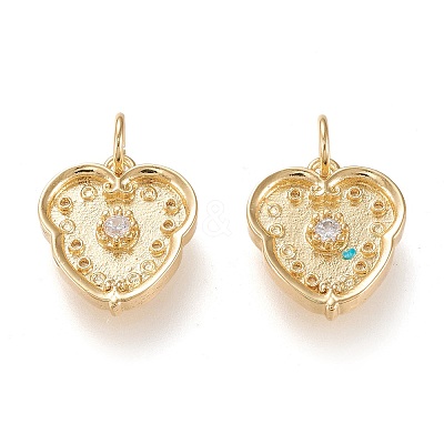 Brass Micro Pave Clear Cubic Zirconia Charms ZIRC-K086-08G-1