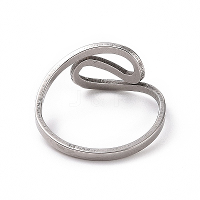 Non-Tarnish 201 Stainless Steel Wave Finger Ring RJEW-J051-31P-1