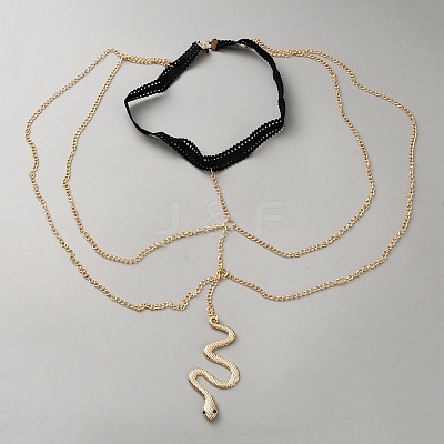 Alloy Snake Charm Tassel Leg Chains AJEW-D305-001G-1