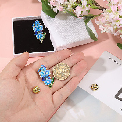 2Pcs Forget-me-not Zinc Alloy Enamel Pin JEWB-CA0001-77-1