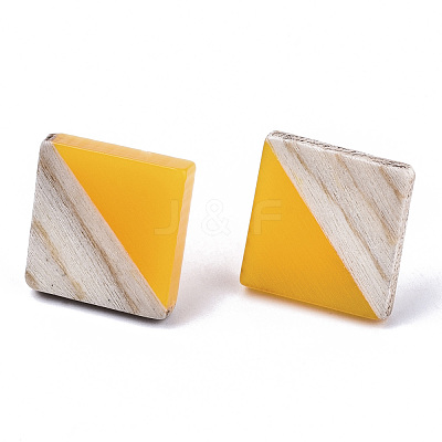 Opaque Resin & Wood Stud Earrings EJEW-N017-005A-B05-1