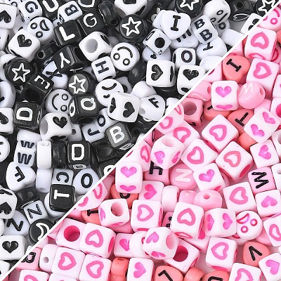 300Pcs 6 Styles Opaque Acrylic Enamel Beads MACR-YW0004-26-1