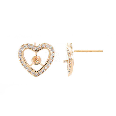 Brass Micro Pave Clear Cubic Zirconia Stud Earring Findings KK-S364-282-1