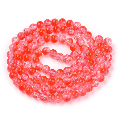 Transparent Crackle Baking Paint Glass Beads Strands DGLA-T003-01A-12-1