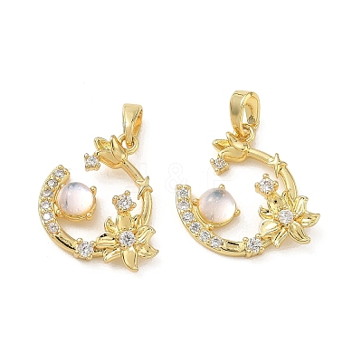 Brass Micro Pave Clear Cubic Zirconia Pendants CU-CBA8C34-06G-01-1