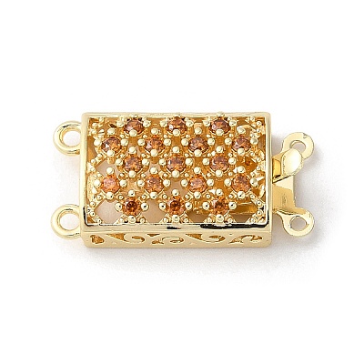 Brass Micro Pave Cubic Zirconia Box Clasps KK-F862-32G-01-1