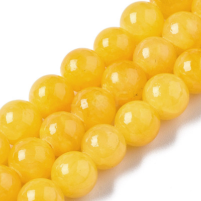 Natural Dyed Yellow Jade Gemstone Bead Strands X-G-R271-6mm-Y07-1