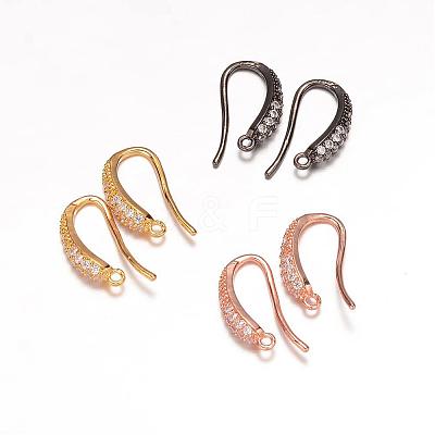 Brass Micro Pave Cubic Zirconia Earring Hooks ZIRC-K018-01M-1