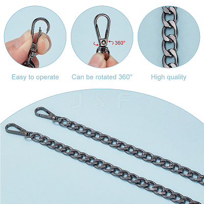 2Pcs Aluminum Curb Chain Bag Shoulder Straps FIND-PH0018-55B-1