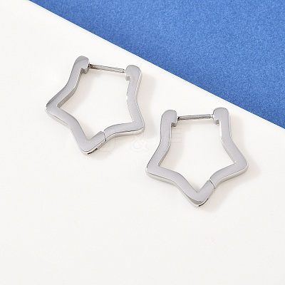 304 Stainless Steel Star Hoop Earrings EJEW-P324-02P-1