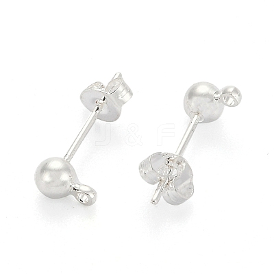 Silver Color Plated Brass Post Earring Findings X-EC593-S-1