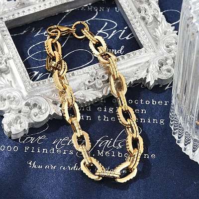 304 Stainless Steel Double Cable Link Chain Bracelets for Women Men BJEW-F488-36G-1