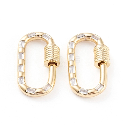 Brass Micro Pave Cubic Zirconia Screw Carabiner Lock Charms ZIRC-L093-58A-G-1