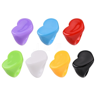 Opaque Acrylic Heart Finger Rings RJEW-T010-14-1