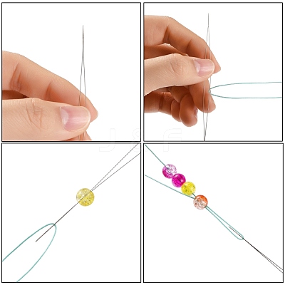 Iron Collapsible Big Eye Beading Needles TOOL-R095-03-1